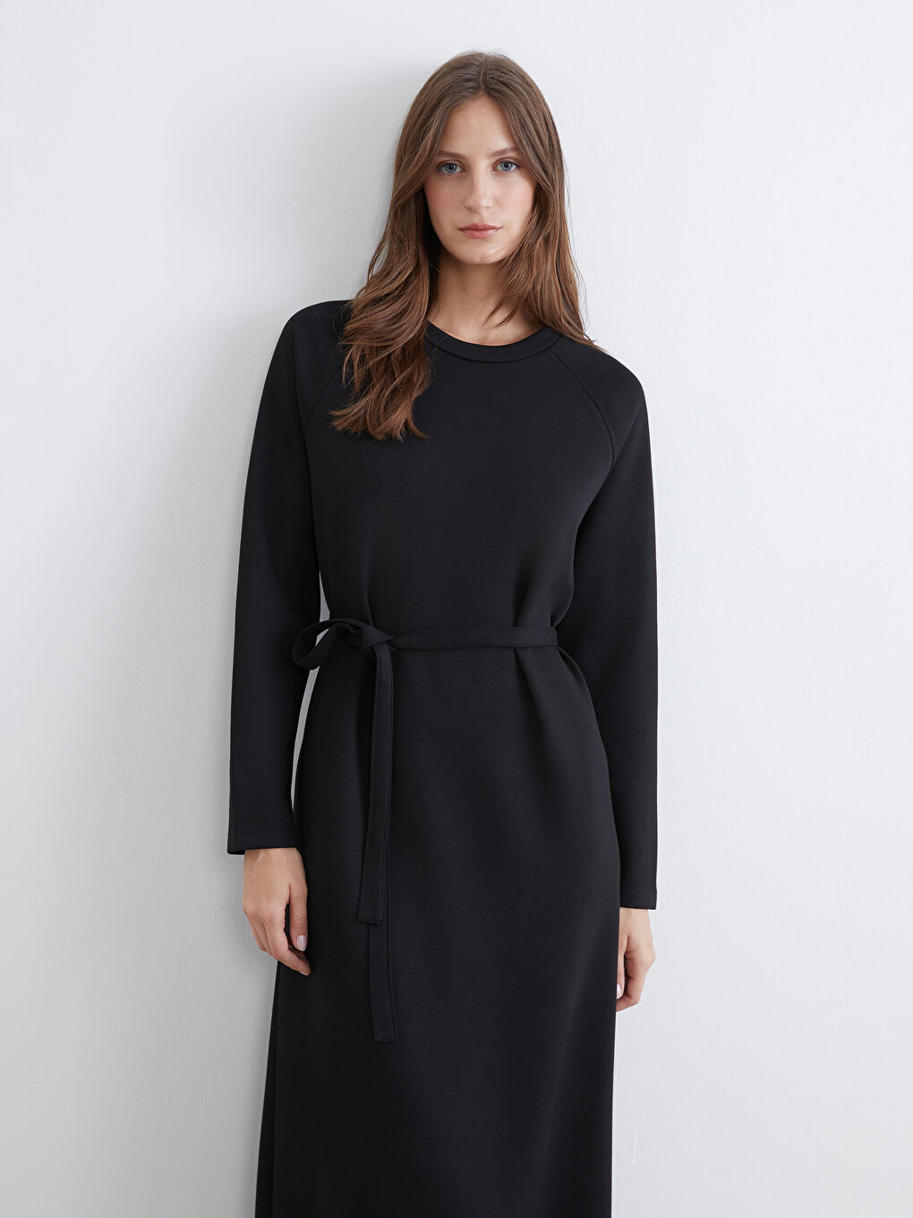 Crew Neck Sash Dress