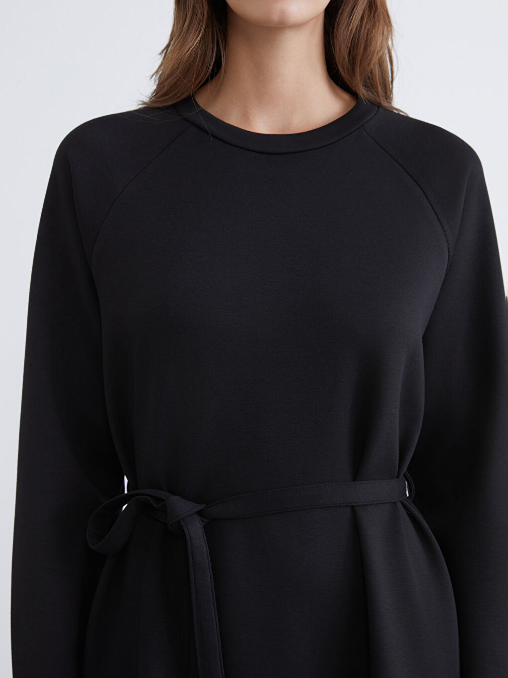 Crew Neck Sash Dress-2