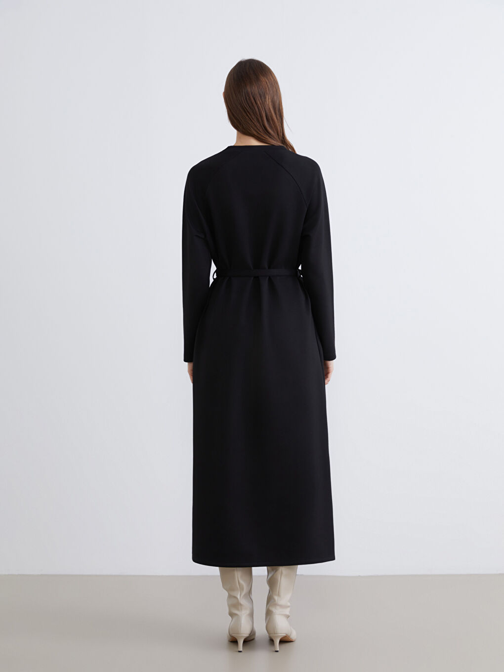 Crew Neck Sash Dress-3