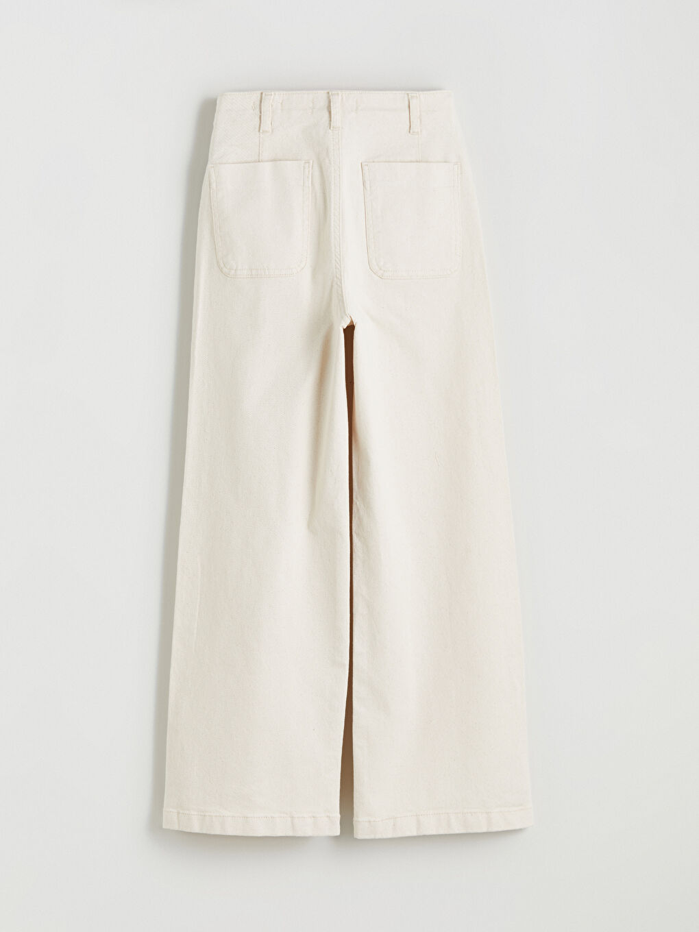 Ekru Wideleg Kadın Jean Pantolon-5