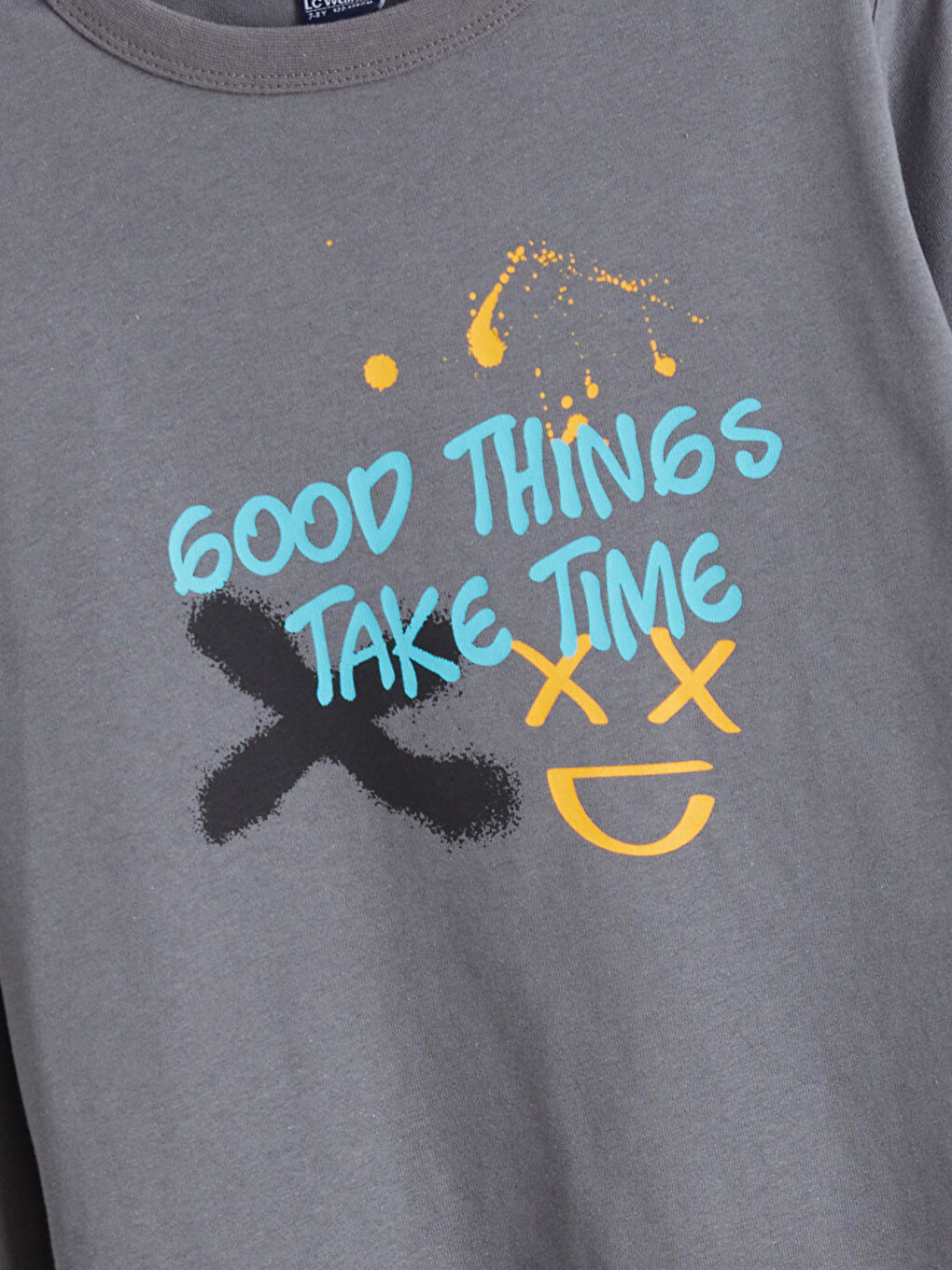 Antrasit Bisiklet Yaka Erkek Çocuk Pijama Üst-1