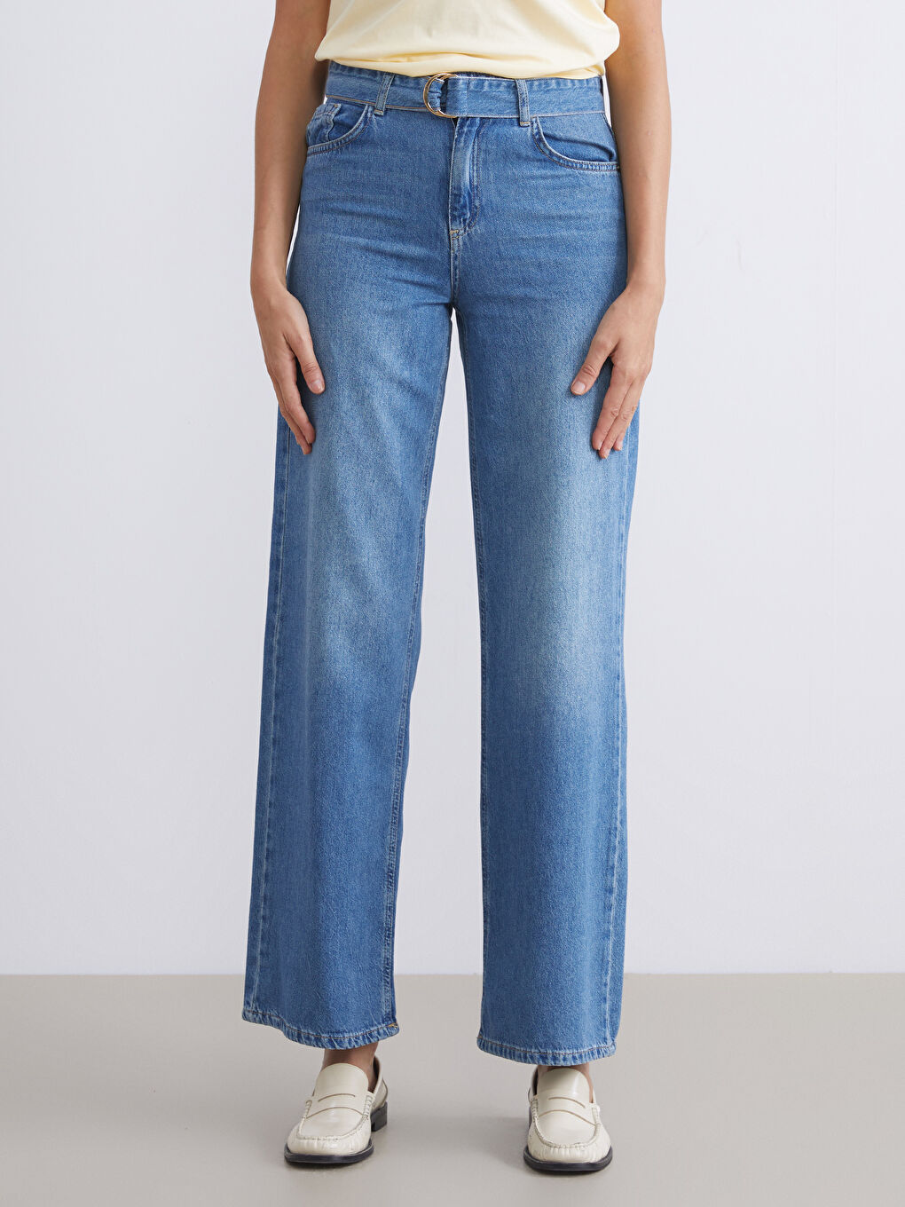 İndigo Wideleg Kadın Jean Pantolon-1