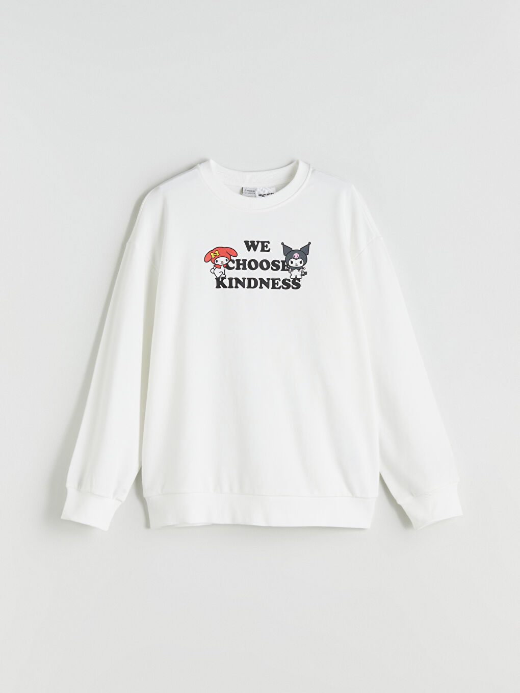 Crew Neck Kuromi Printed Girls' Sweatshirt-1