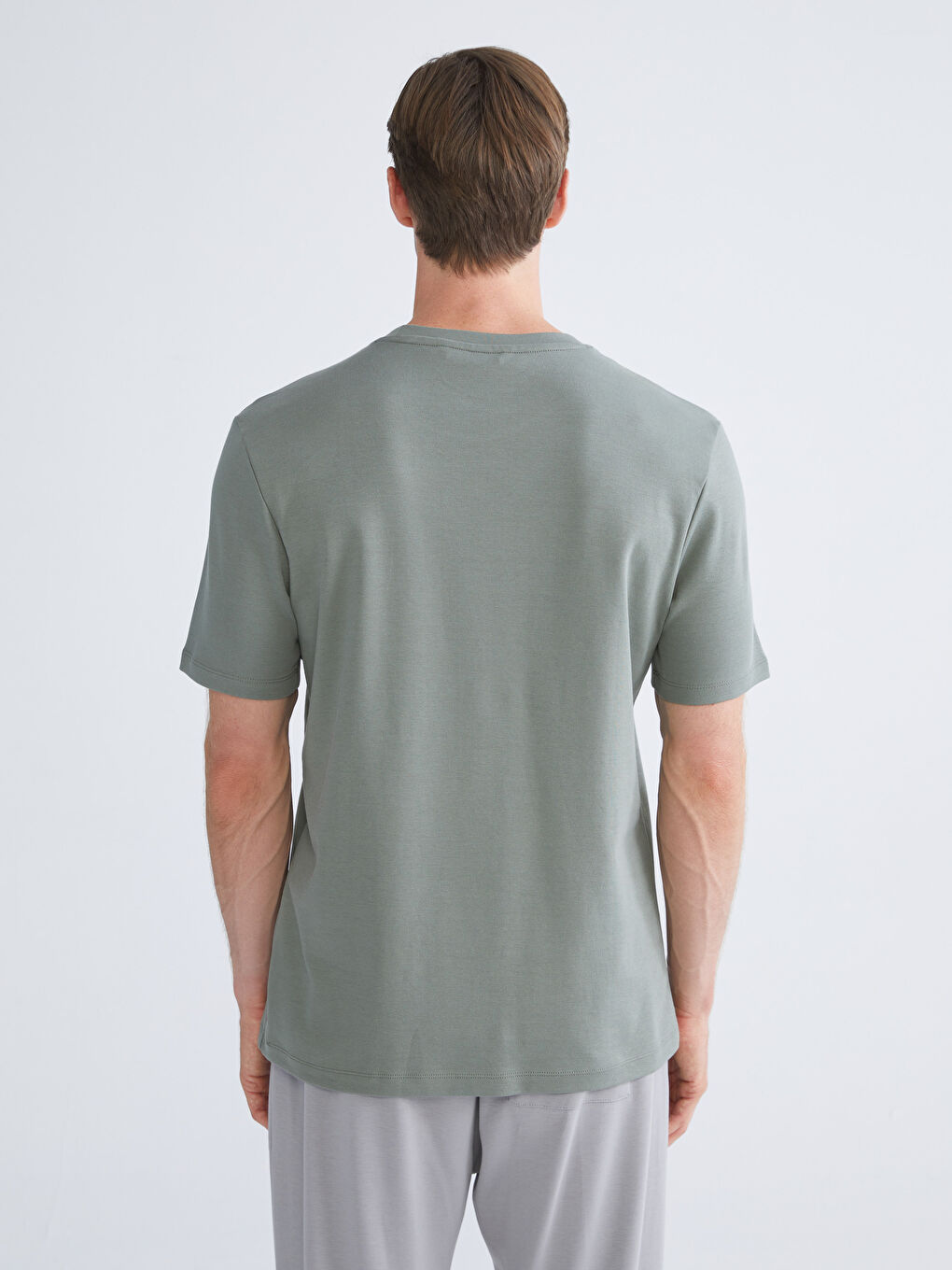 Haki Bisiklet Yaka Erkek Tişört-3