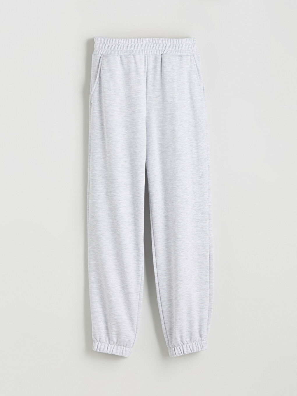 Gri Beli Lastikli Kadın Jogger Eşofman Altı-5