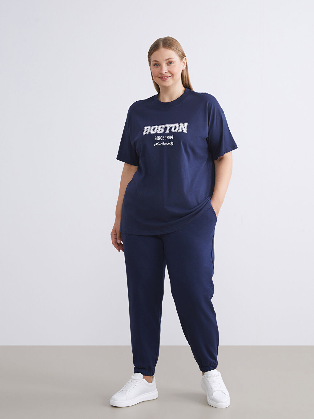 Lacivert Beli Lastikli Kadın Jogger Eşofman Altı-1