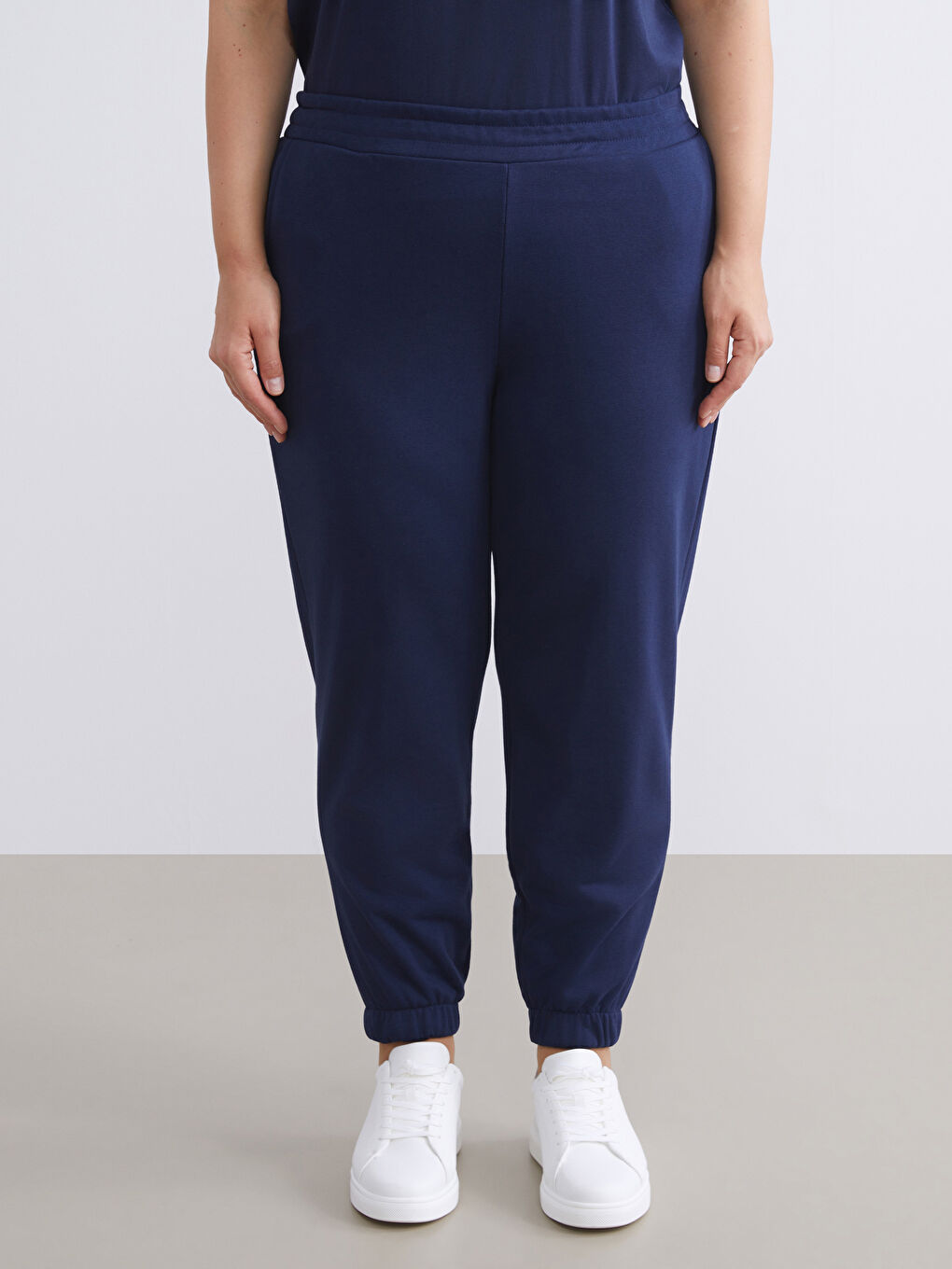 Lacivert Beli Lastikli Kadın Jogger Eşofman Altı-5