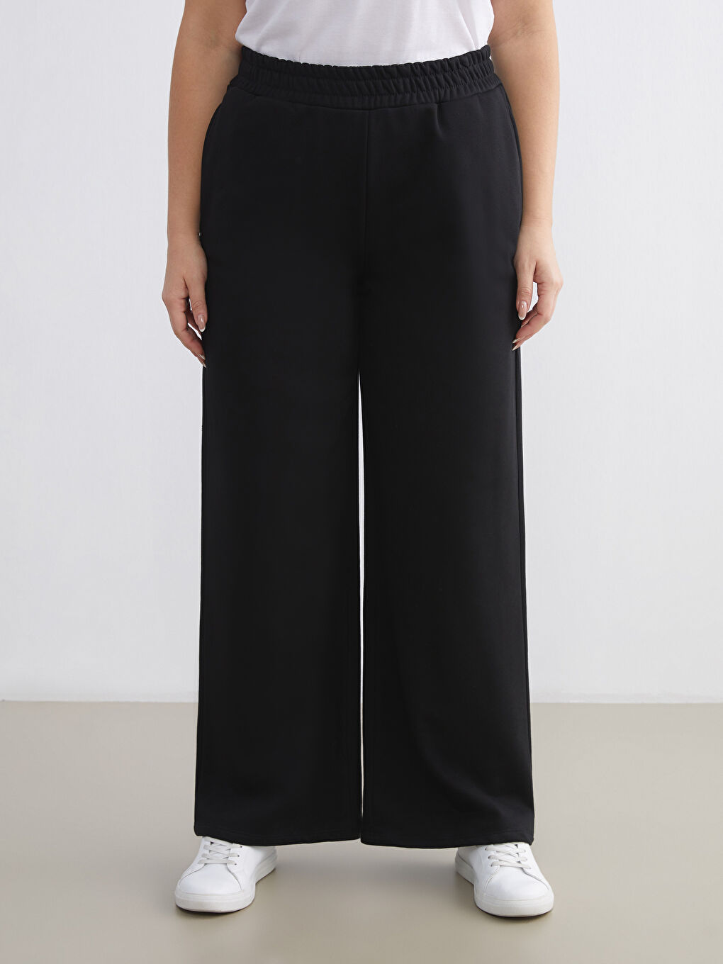 Siyah Beli Lastikli Kadın Kalın Eşofman Altı-5