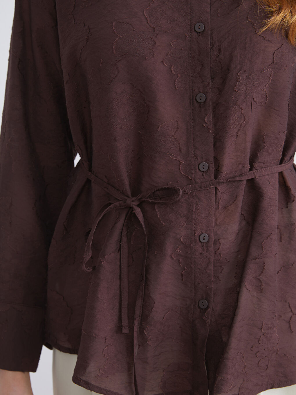 Bordo Desenli Kadın Gömlek-2