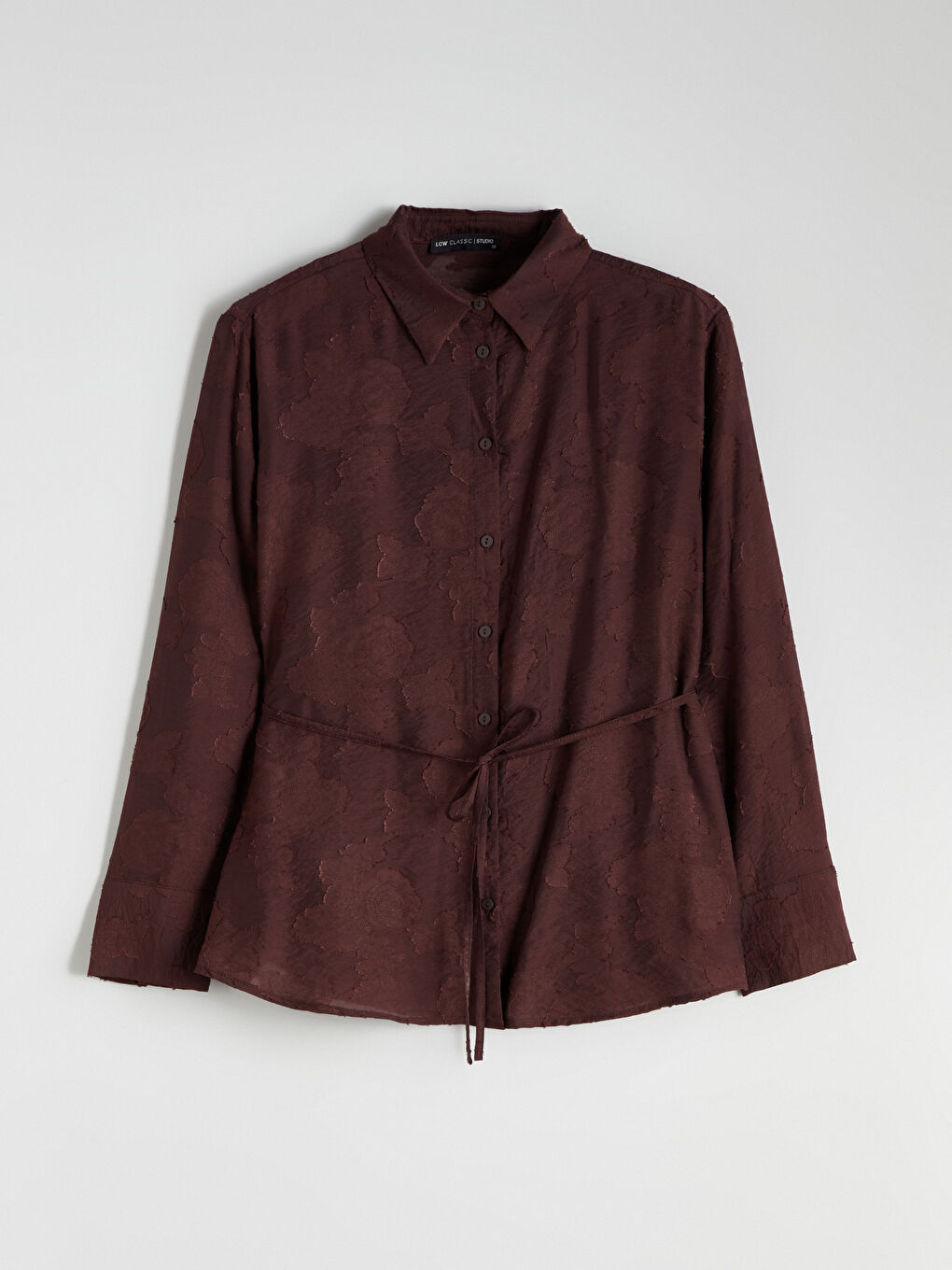 Bordo Desenli Kadın Gömlek-4