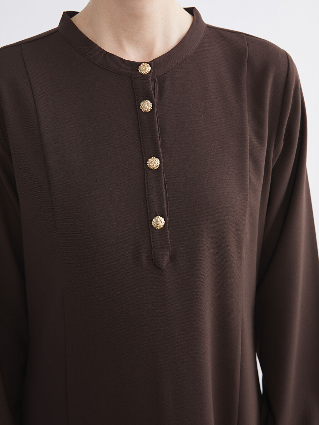 Grandad Collar A-Line Dress-2