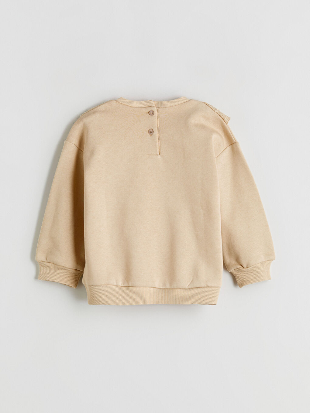 Bej Bisiklet Yaka Kız Çocuk Sweatshirt-1