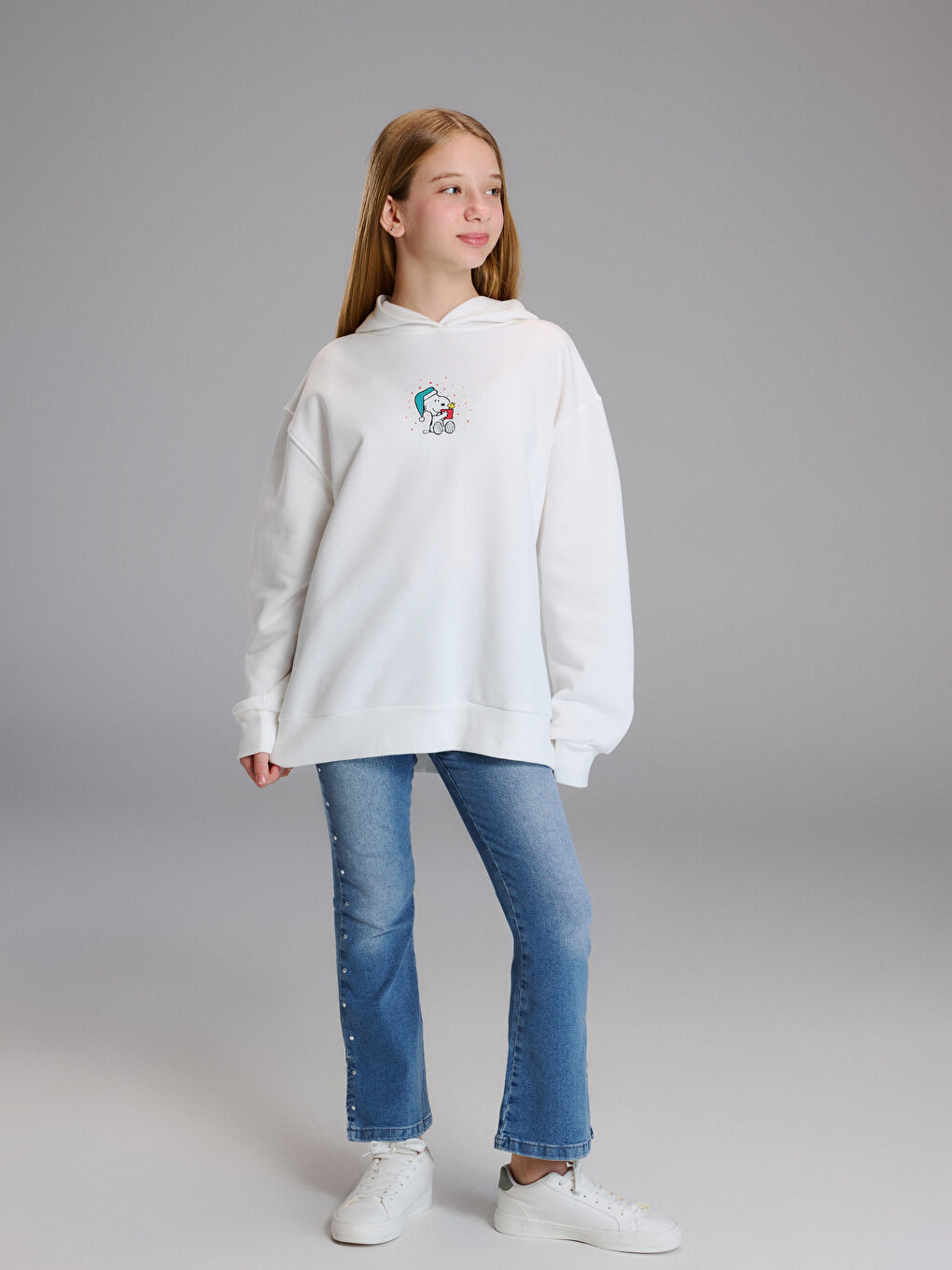 Dukserica za Devojčice sa Kapuljačom, Štampom Snoopy, Debela-1