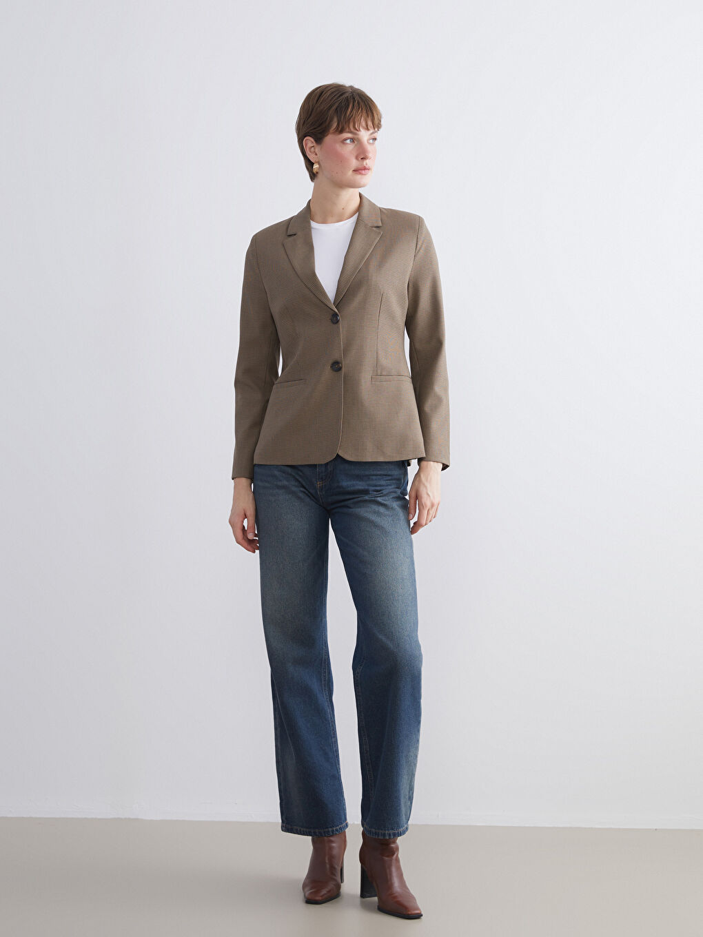 Plaid Women's Blazer Jacket-1