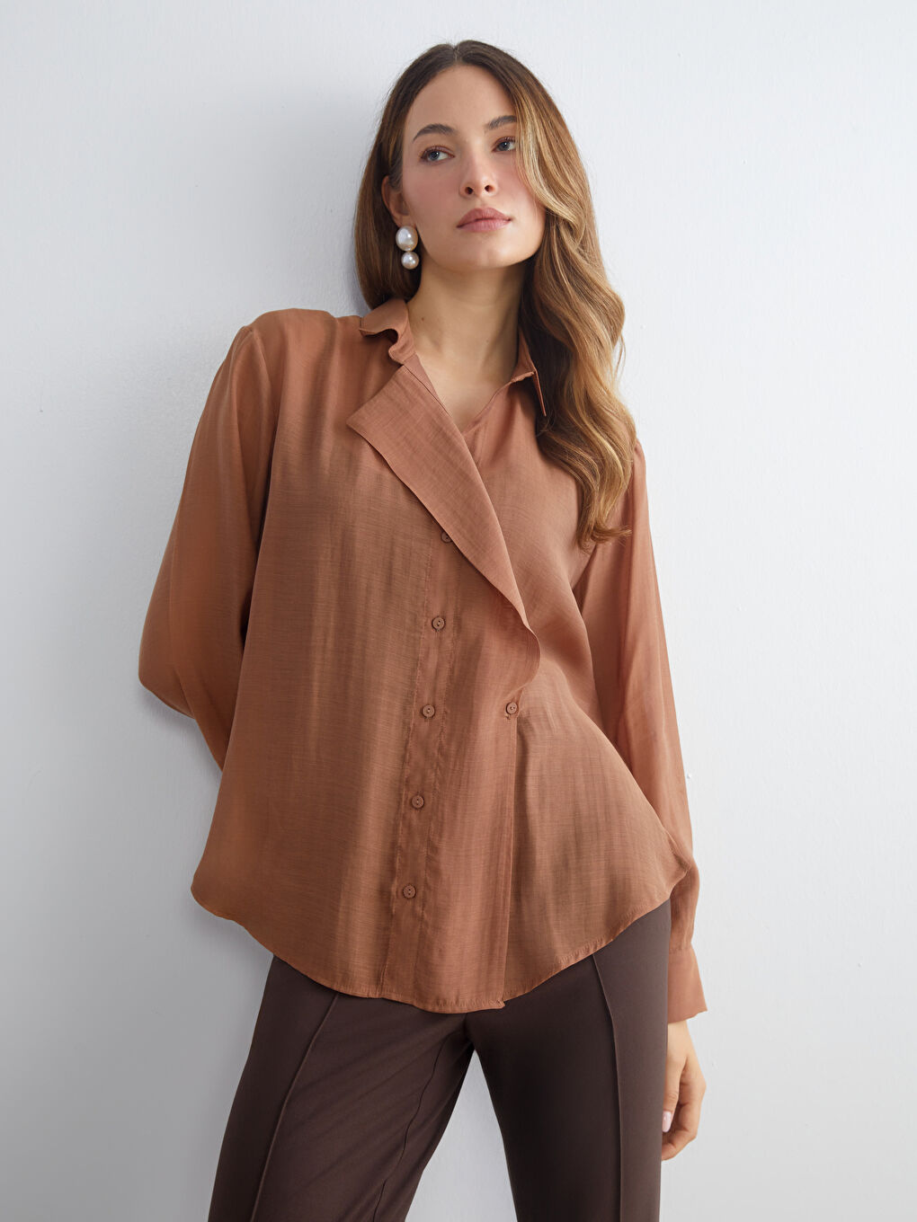 Plus Size Double Breasted Collar Women's Shirt Tunic