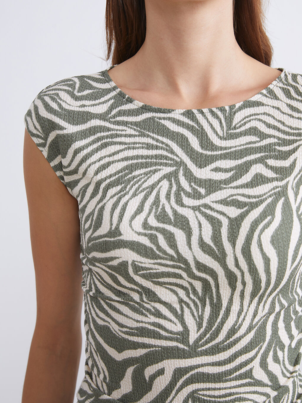 Узорчатая блузка с круглым вырезом-2