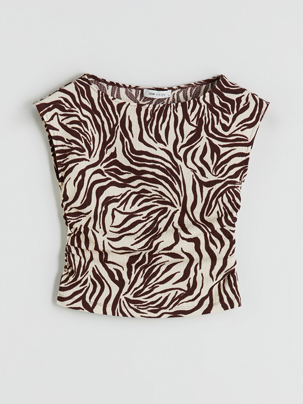 Crew Neck Patterned Blouse-4