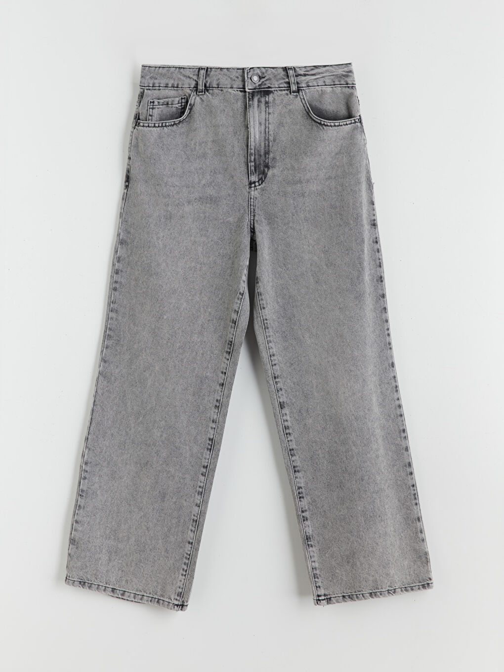 Gri Wideleg Kadın Jean Pantolon-4