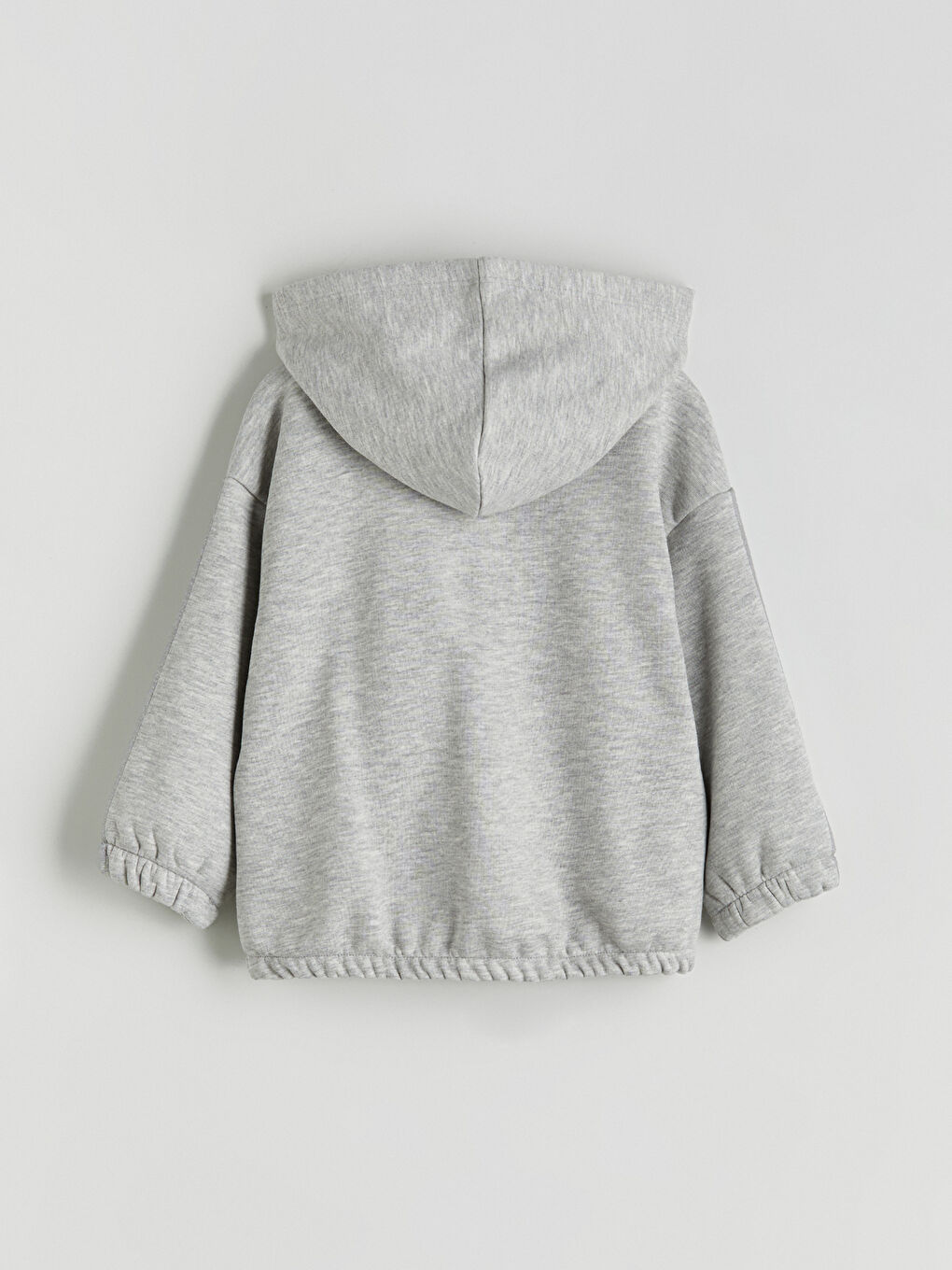 Gri Kapüşonlu Nakışlı Kız Çocuk Fermuarlı Sweatshirt-3