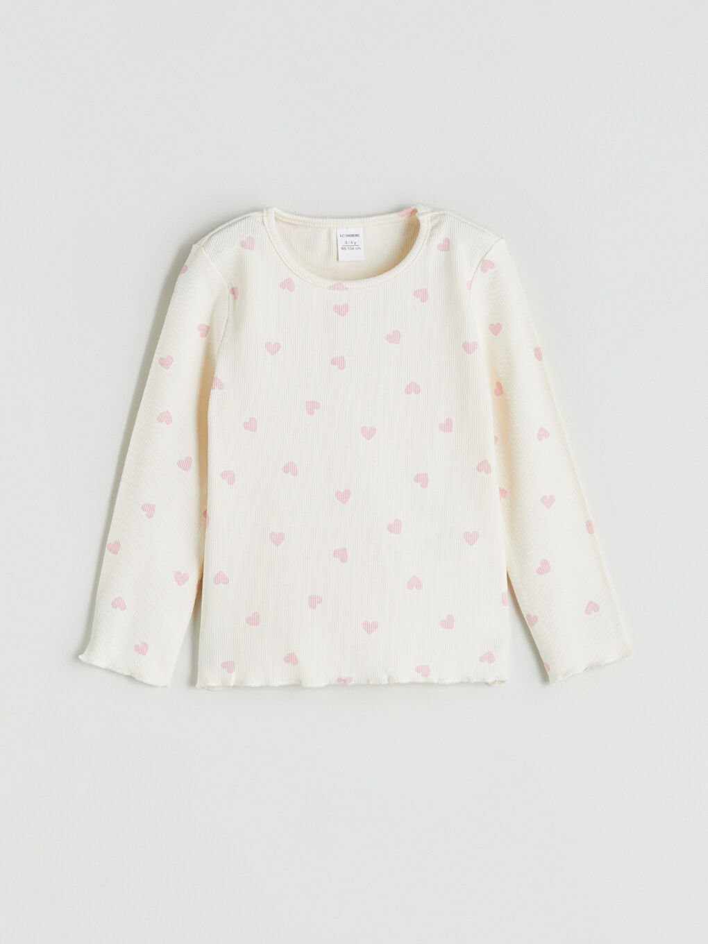 Ekru Uzun Kollu Kız Çocuk Kaşkorse Tişört