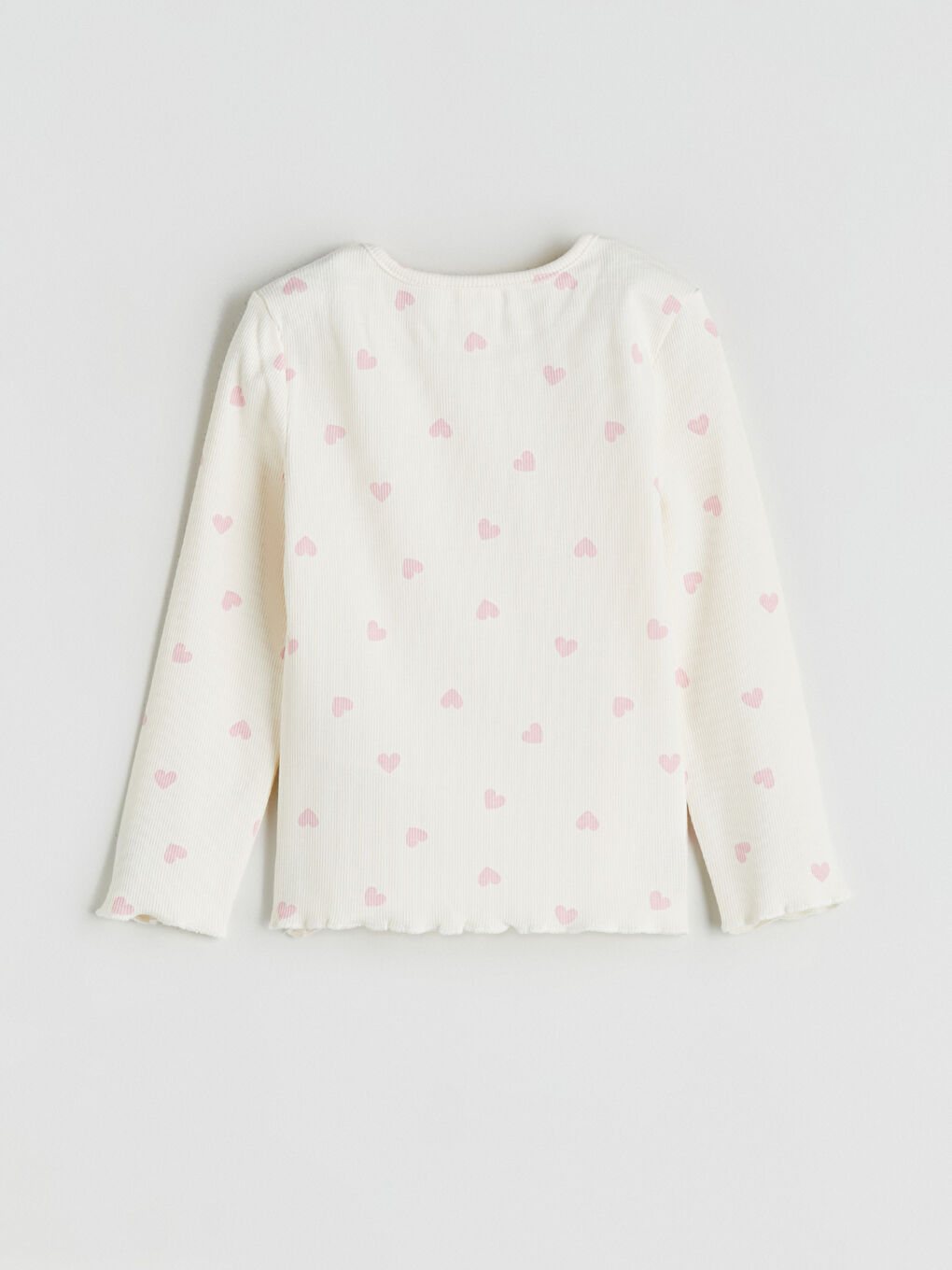 Ekru Uzun Kollu Kız Çocuk Kaşkorse Tişört-1