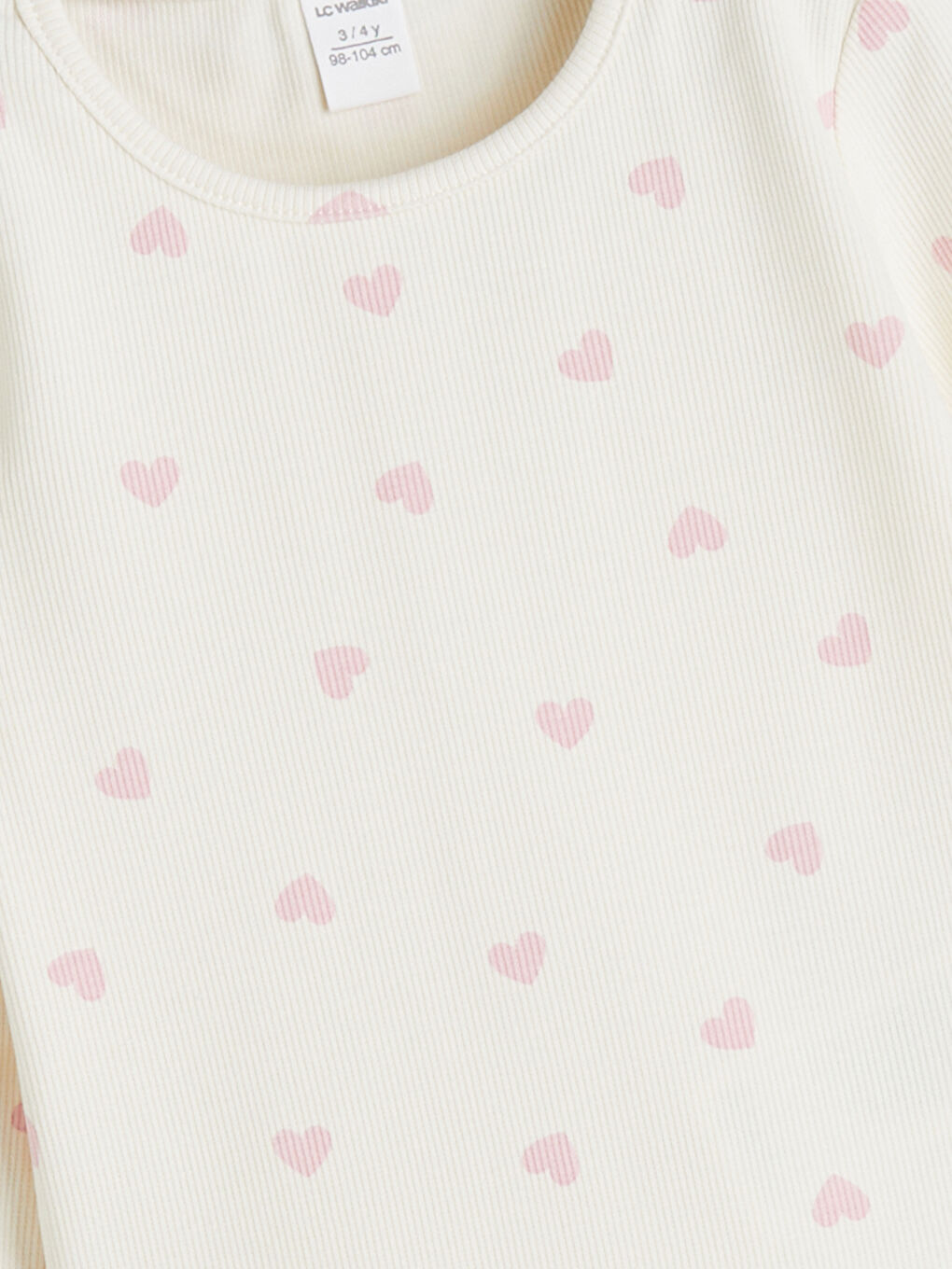 Ekru Uzun Kollu Kız Çocuk Kaşkorse Tişört-2