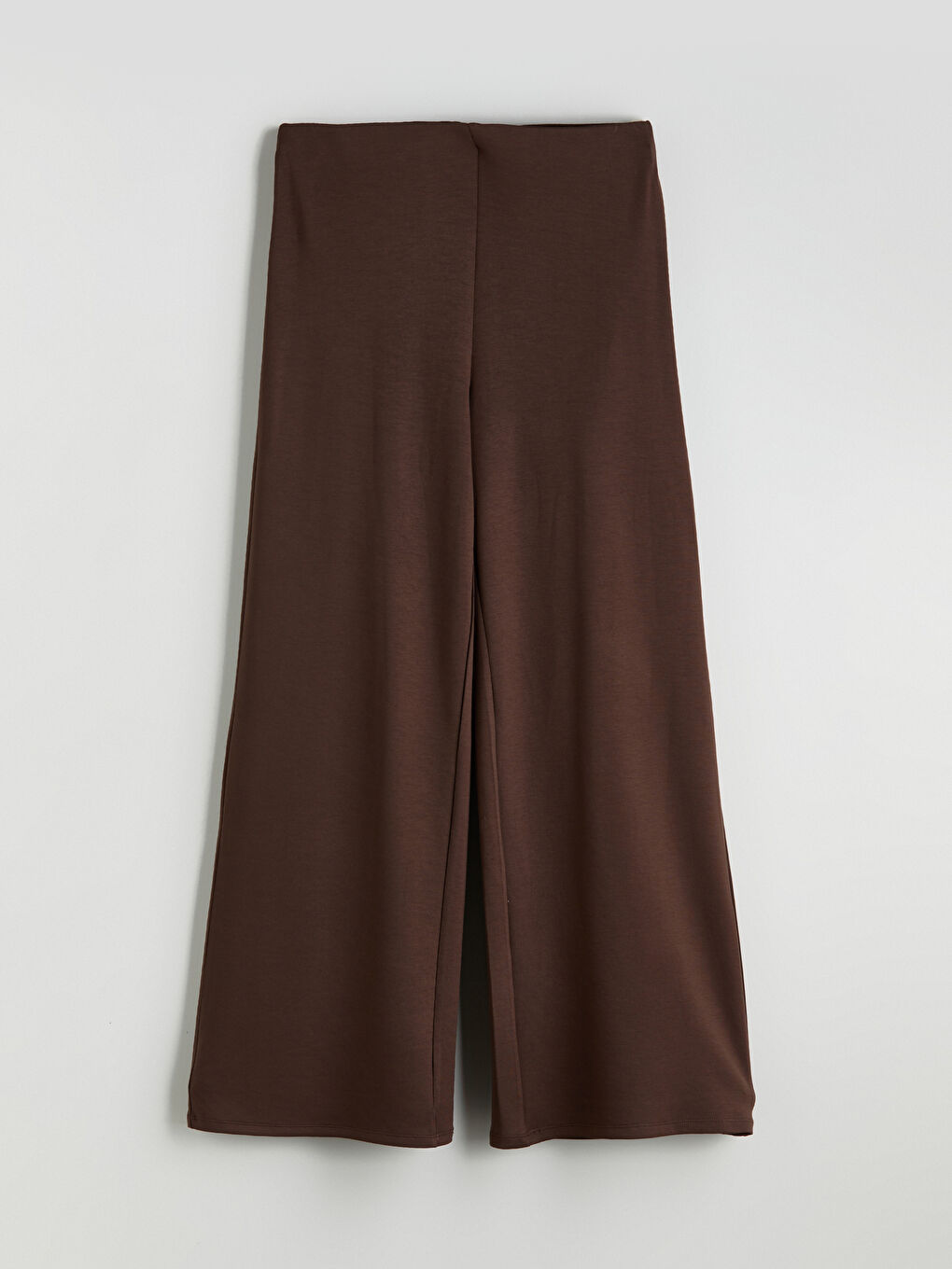 Kahverengi Beli Lastikli Geniş Paça Kadın Pantolon-4