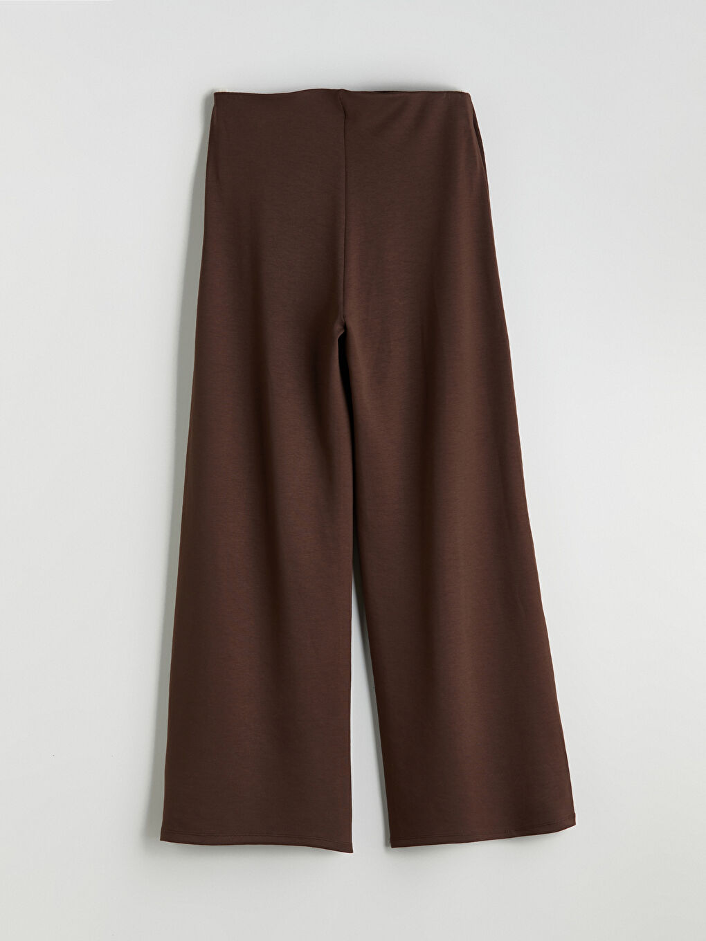 Kahverengi Beli Lastikli Geniş Paça Kadın Pantolon-5