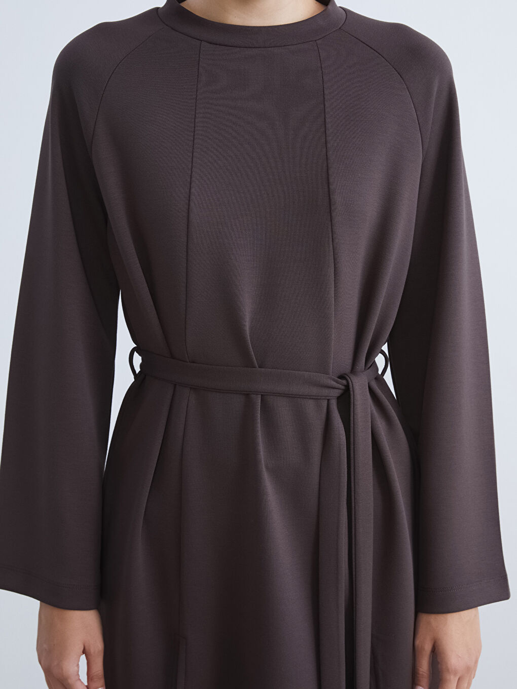 Kahverengi Bisiklet Yaka Kadın Sweatshirt Tunik-2