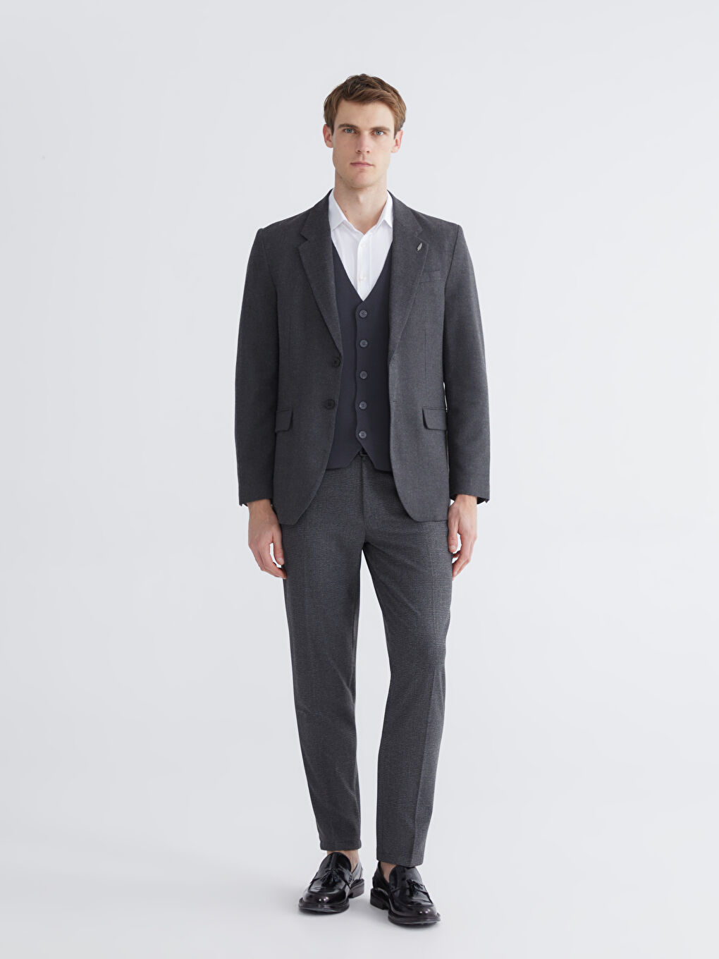 Antrasit Standart Kalıp Erkek Blazer Ceket-1