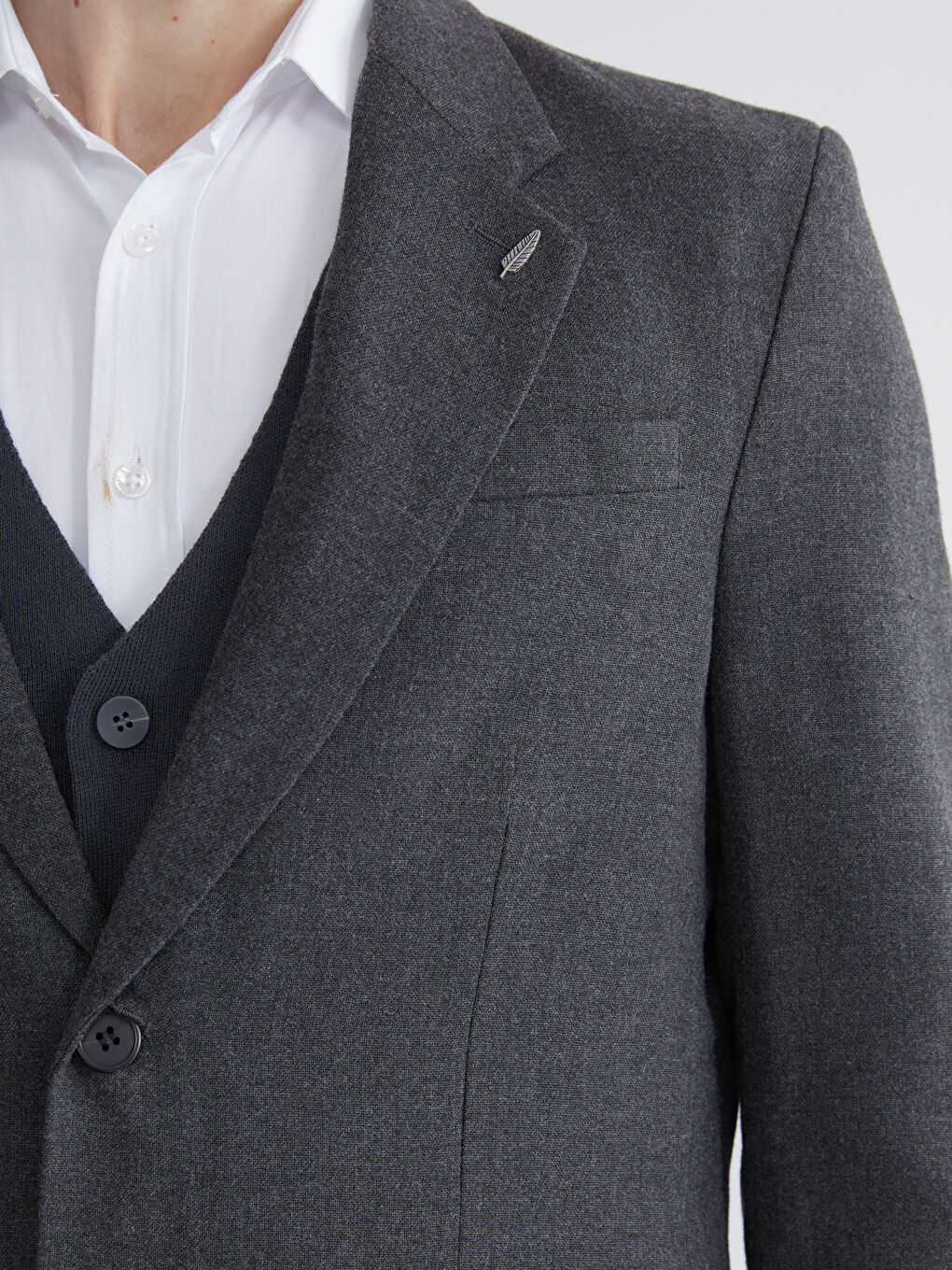 Antrasit Standart Kalıp Erkek Blazer Ceket-2