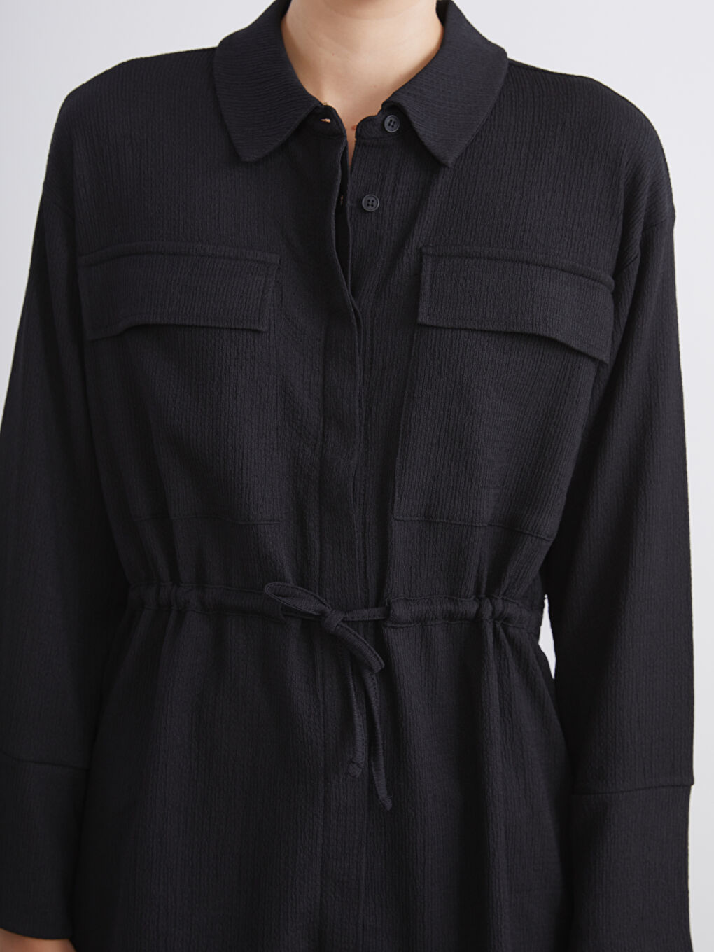 Siyah Dokulu Kadın Gömlek Tunik-3