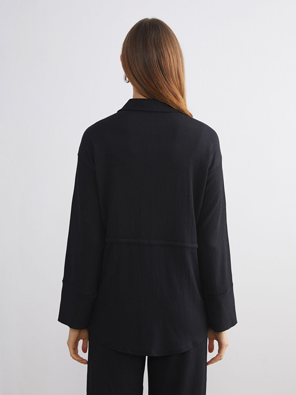 Siyah Dokulu Kadın Gömlek Tunik-4