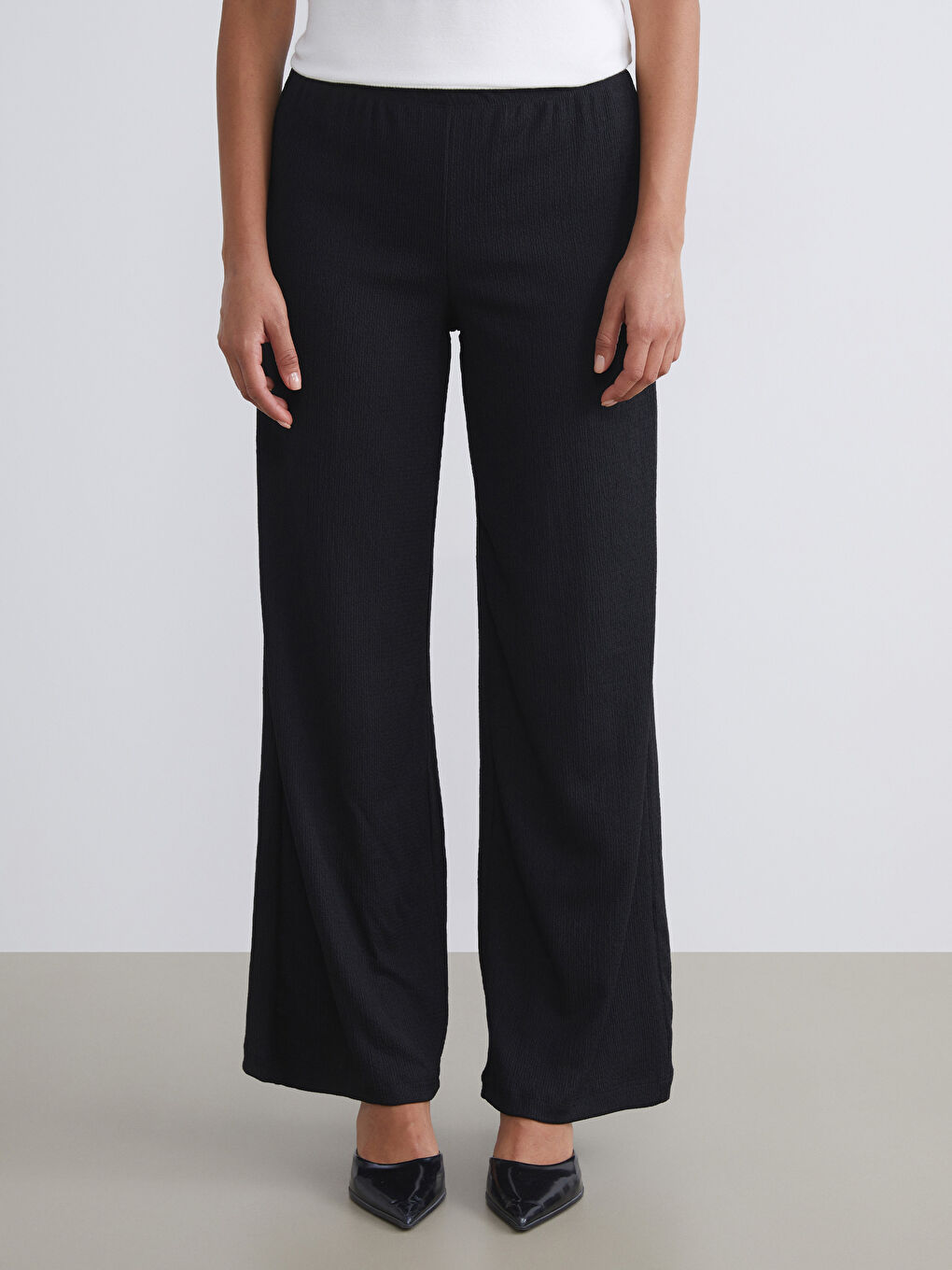 LCW Modest Elasticated Waist Textured Women's Trousers -W5JB33Z8-CVL