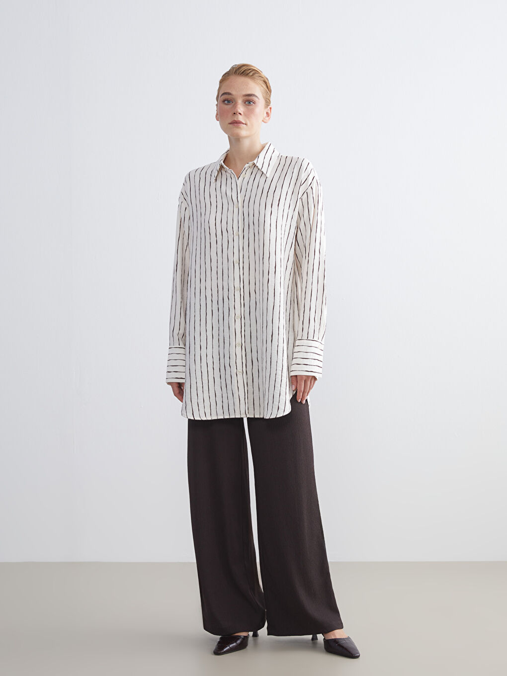 LCW Modest Elasticated Waist Textured Women's Trousers -W5JB33Z8-HMK