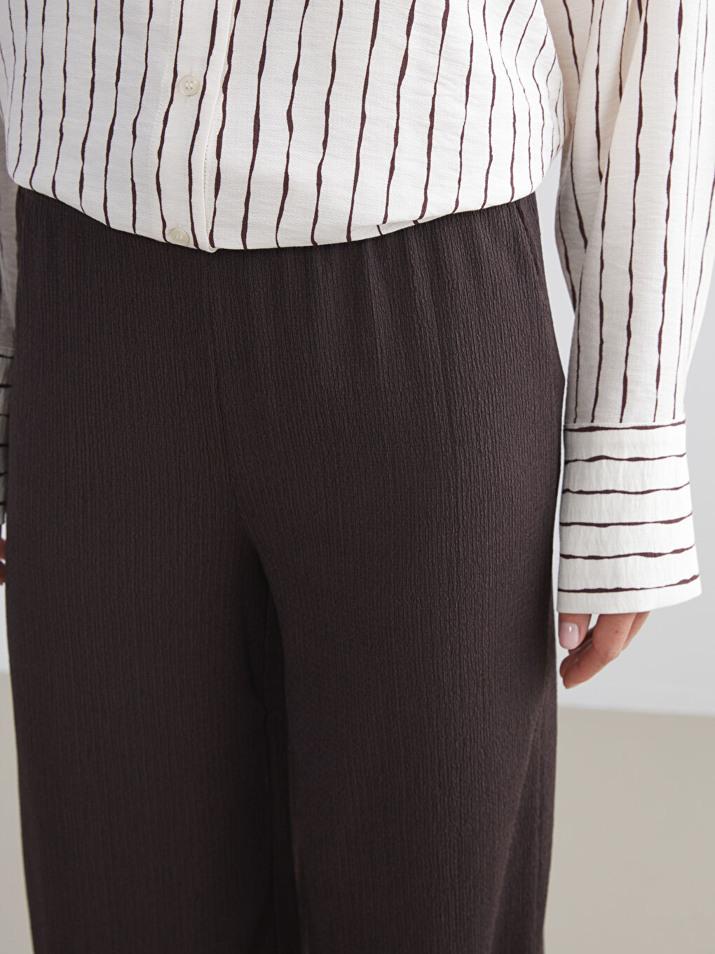 LCW Modest Elasticated Waist Textured Women's Trousers -W5JB33Z8-HMK