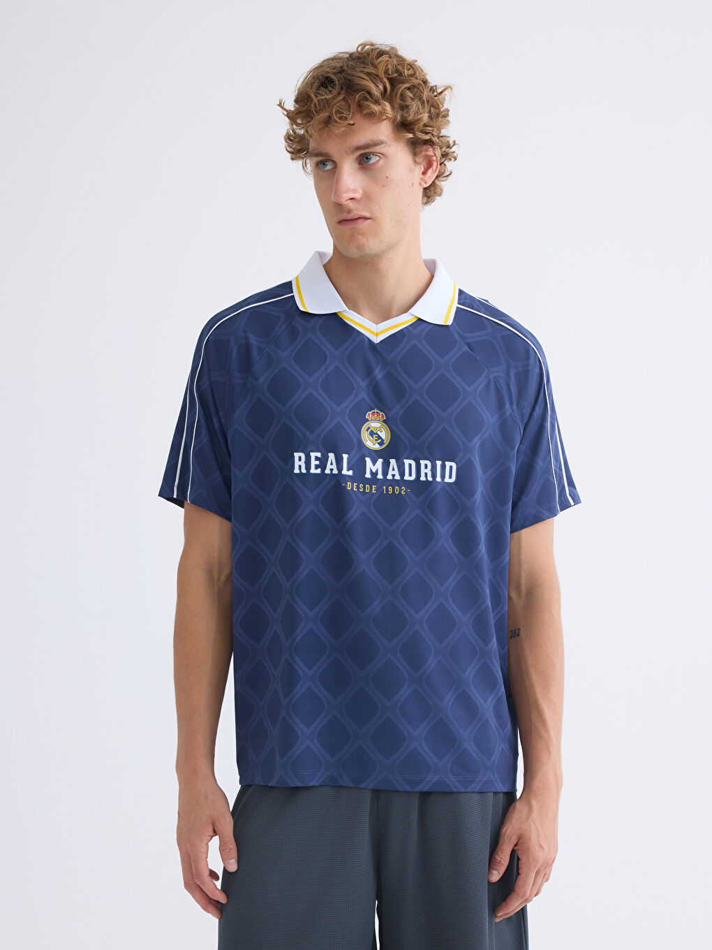 Polo Neck Real Madrid Printed Men's Fan T-Shirt