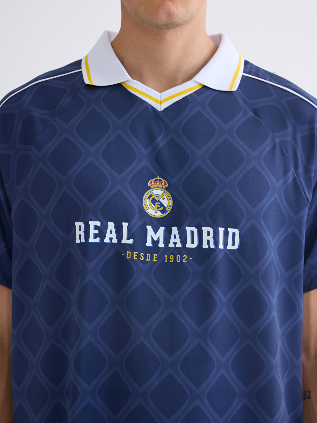 Polo Neck Real Madrid Printed Men's Fan T-Shirt-2
