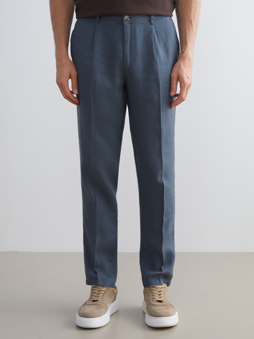 Standard Fit Linen Men's Trousers-1
