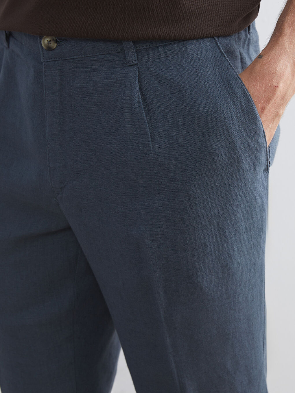 Standard Fit Linen Men's Trousers-2