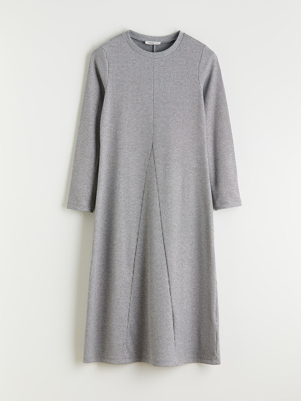 Plus Size Crew Neck Ribbed Dress-4