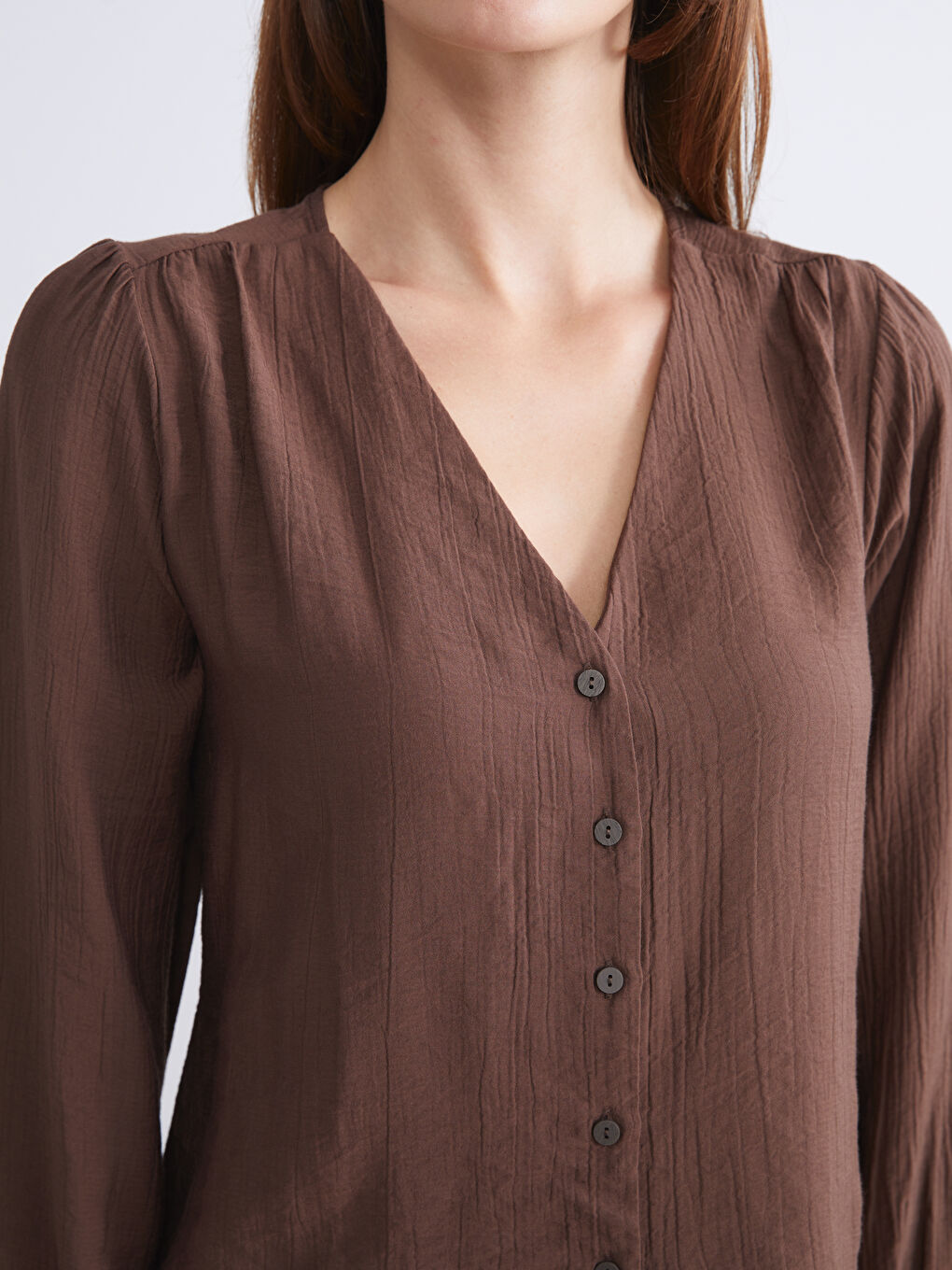Plus Size V-Neck Textured Blouse-4