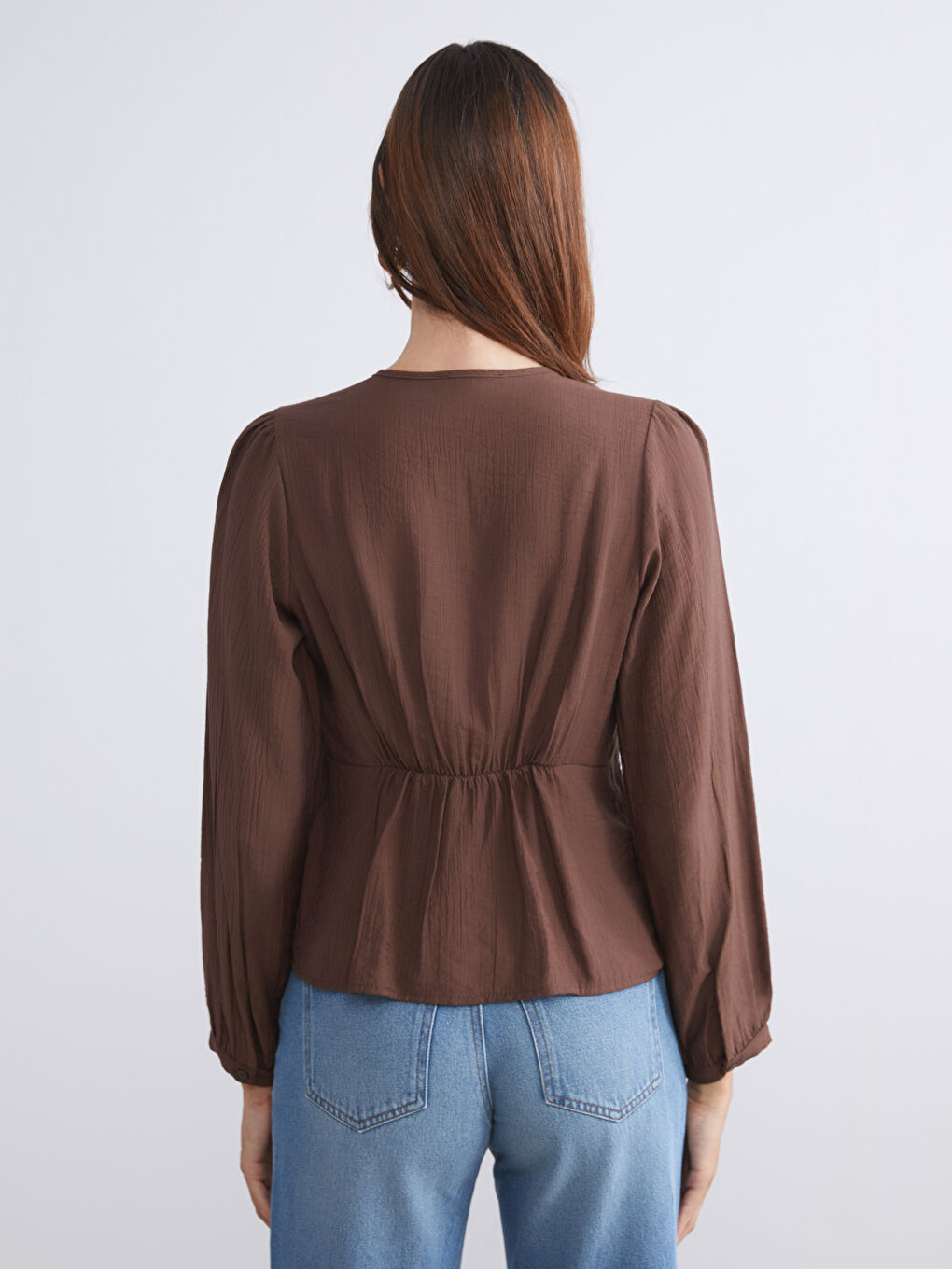 Plus Size V-Neck Textured Blouse-5
