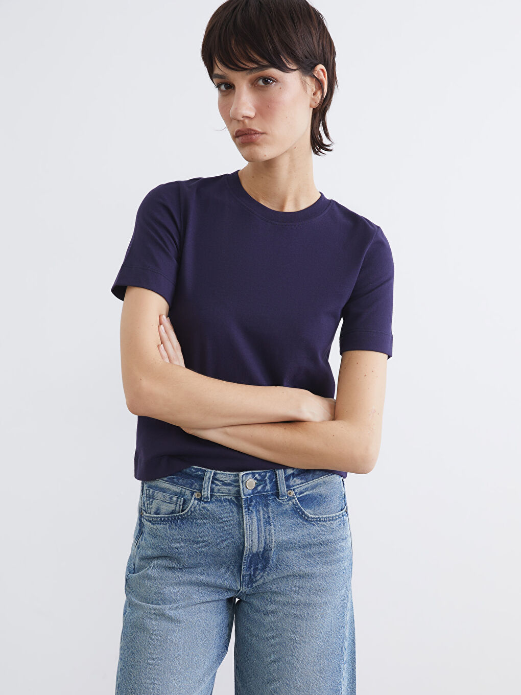 Rundhalsausschnitt T-Shirt für Damen