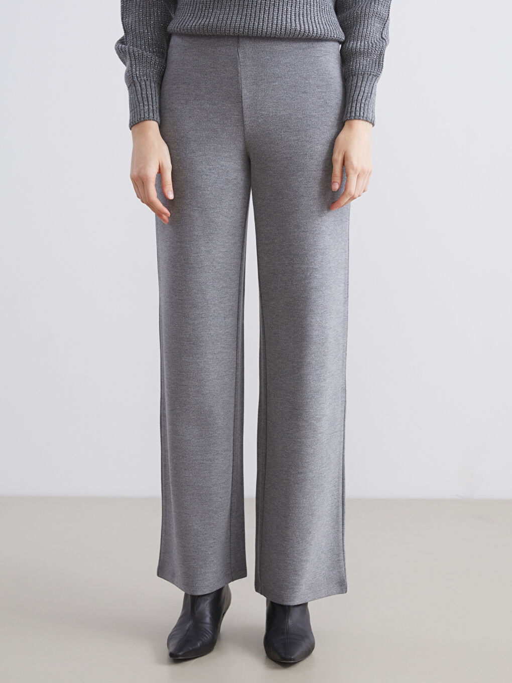 Elastic Waist Wide Leg Women's Trousers-1