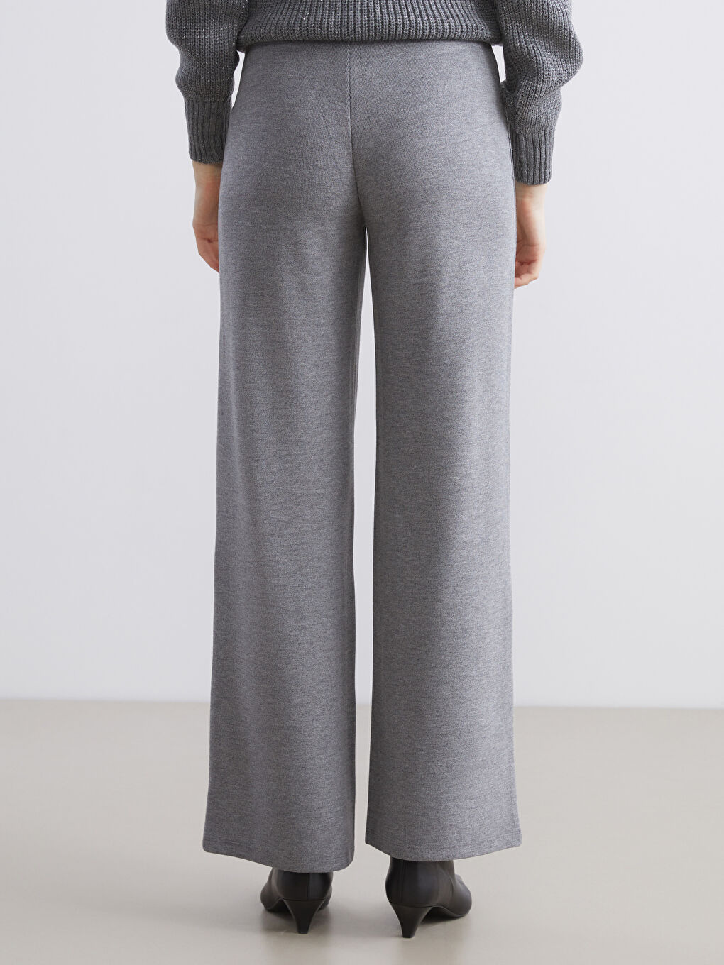 Elastic Waist Wide Leg Women's Trousers-3