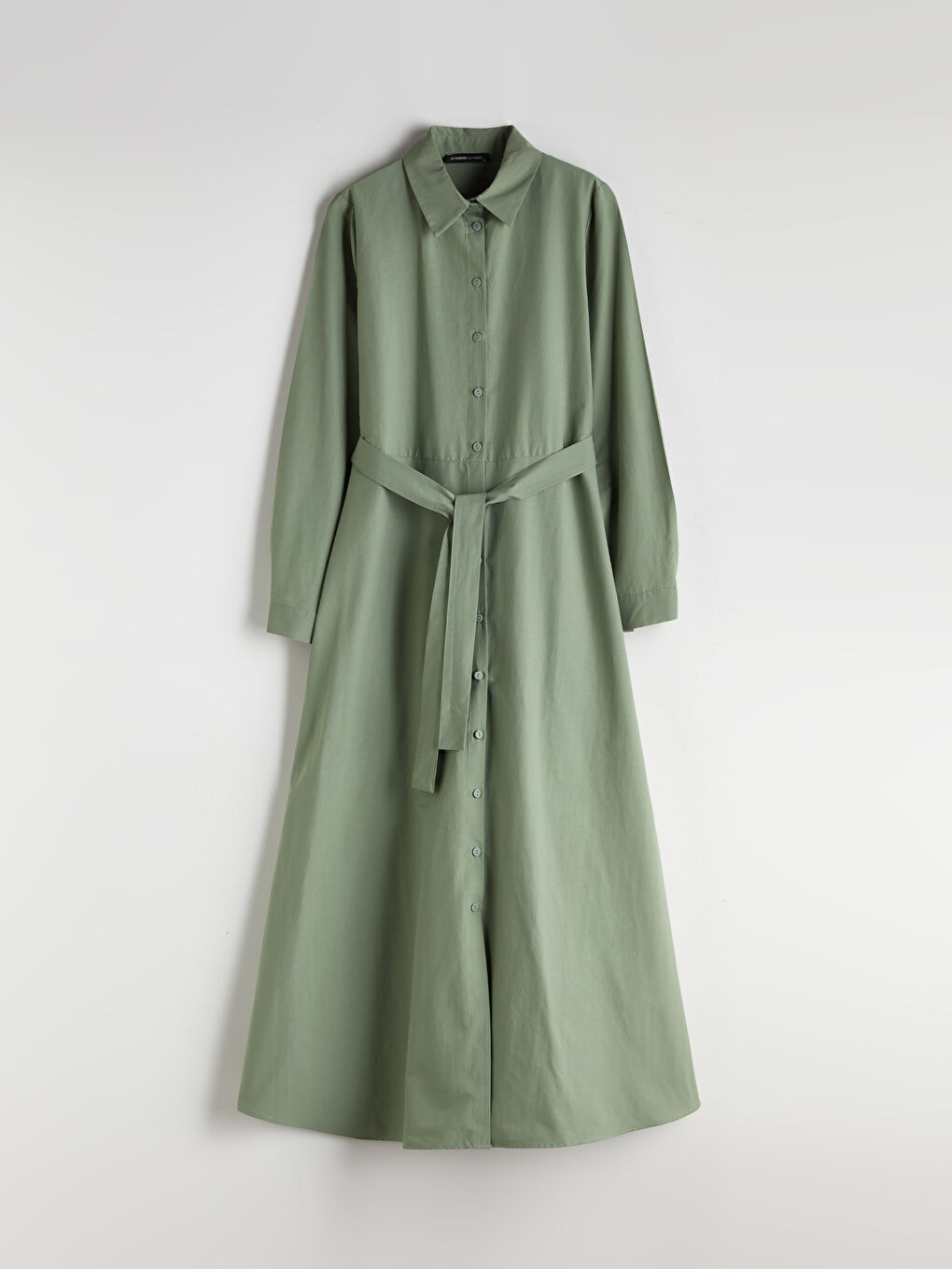 Plus Size Belted Waist Poplin Shirt Dress-8