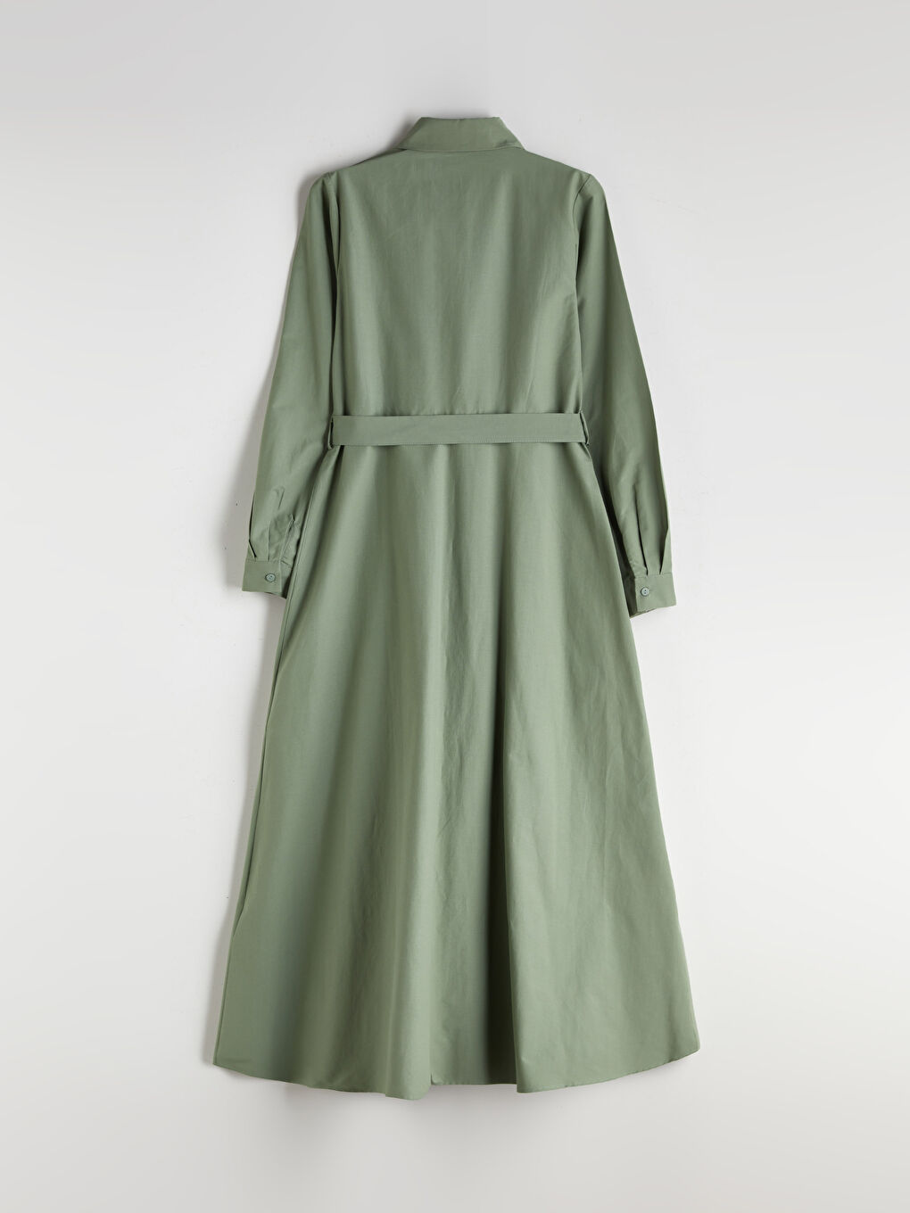 Plus Size Belted Waist Poplin Shirt Dress-9