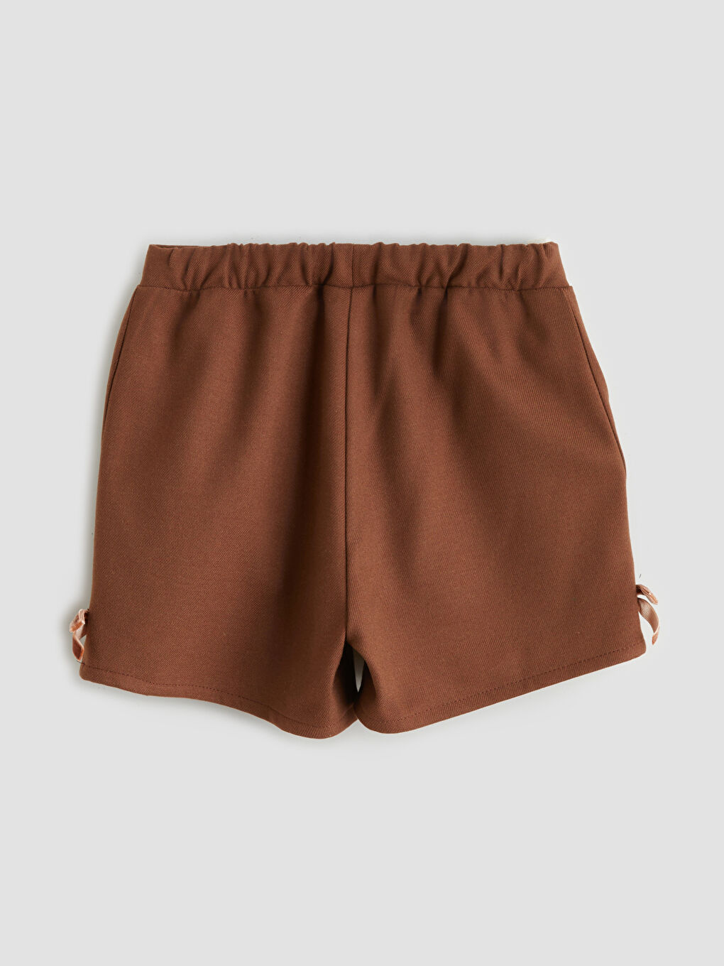 Kahverengi Fiyonk Detaylı Kız Çocuk Gömlek, Şort ve Külotlu Çorap-5