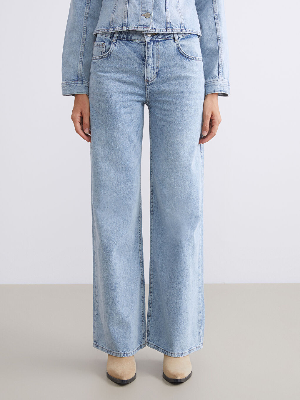 İndigo Baggy Fit Kadın Jean Pantolon-1